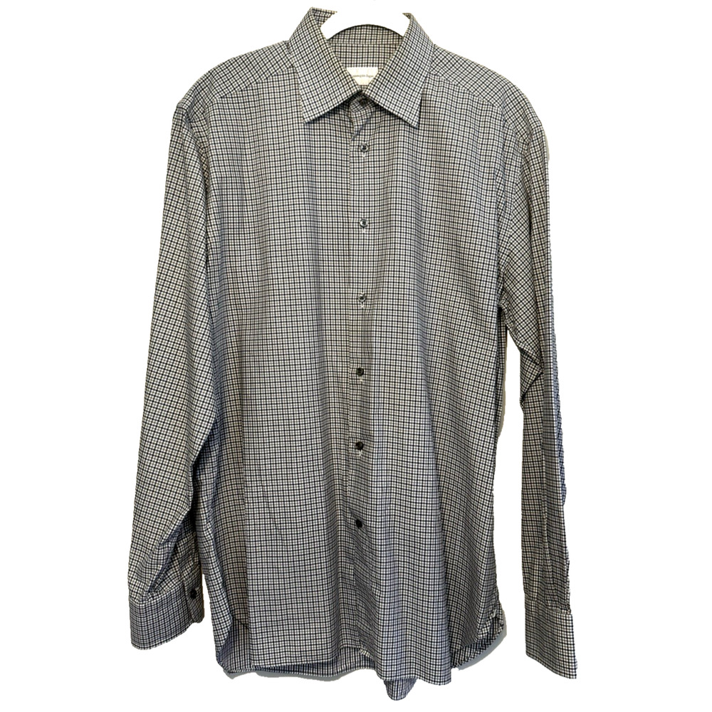 Ermenegildo Zegna Dress Shirt Men US 16 EU 41 Regular Black Gray Check Designer